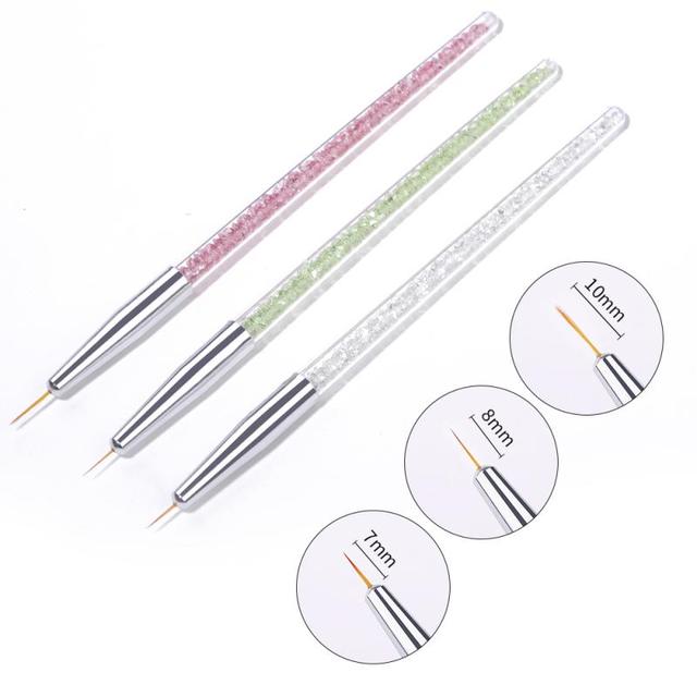 3pcs Nail Art Liner Brush Set Acrylic French Tape Tips Manicure Ultra-thin Line Drawing Pen UV Gel Brushes Painting Tools