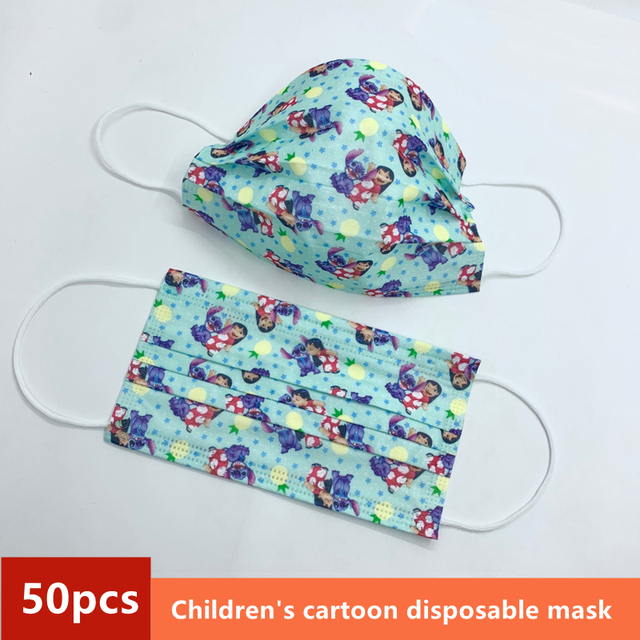 Disney Children's Mask Spider-Man Marvel Avengers Character Disposable Face Mask Cartoon Hero Pattern Lilo and Stitch Pixar Dust Cover