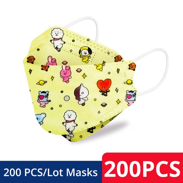 50-200pcs FPP2 Children's Mask KN95 Cartoon Face Mask Reusable Dustproof Breathable Protective For Boys Girl 4-12 Years Mascarilla