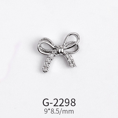 Nail Art Jewelry Net Red Nail Art Real Gold Zircon Bow Jewelry Micro-inlaid Nail Diamond Decoration G-2287 Nail Art Decorations