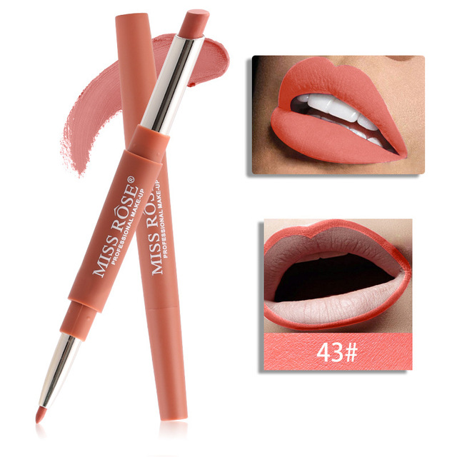 1pc Sexy 20 Color Double End Lip Makeup Lipstick Pen Waterproof Long Lasting Tint Lip Stick Beauty Matte Liner Pen Lipstick