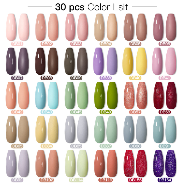 Mtssii 25/60pcs Color Gel Nail Polish Set Glitter Sequins Gel Soak Off UV Gel Semi Permanent Base and Top Coat Nail Art Gel Kits