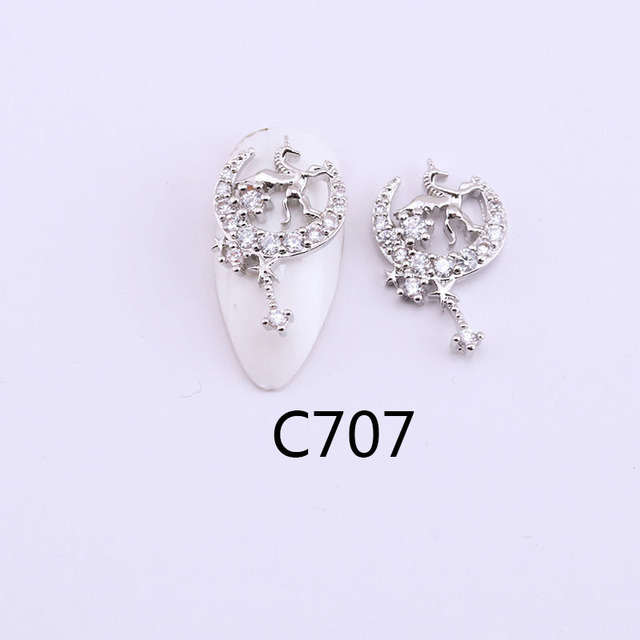 Nail Art Zircon Jewelry Pegasus Wings Pearl Unicorn Silver Bow Nail Decoration