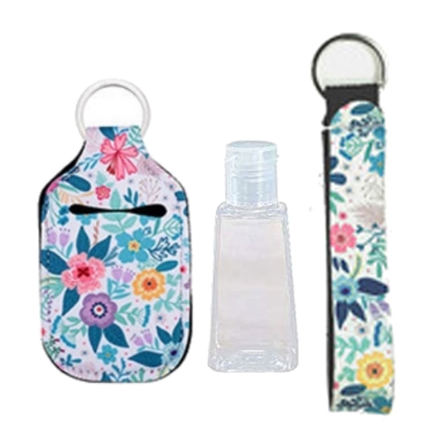 Portable 1oz Refillable Empty Travel Bottles With Keychain Holder Wristlet Set Keychain Bottle Container With Flip Caps