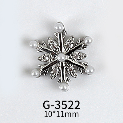 New Nail Art Real Gold Snowflake Zircon Ornaments Exquisite Snowflake Zircon Christmas Style Snowflake Pendant G-3511