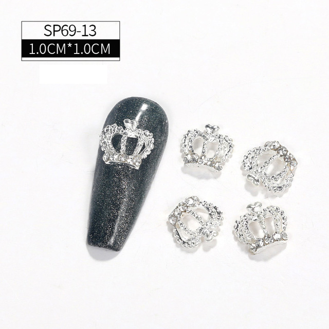 LEAMX 10pcs/bag Clear Rhinestones Nails Art Decorations Beautiful Girls Nail DIY 3D Gems Alloy Nail Diamond Charms Supply L413