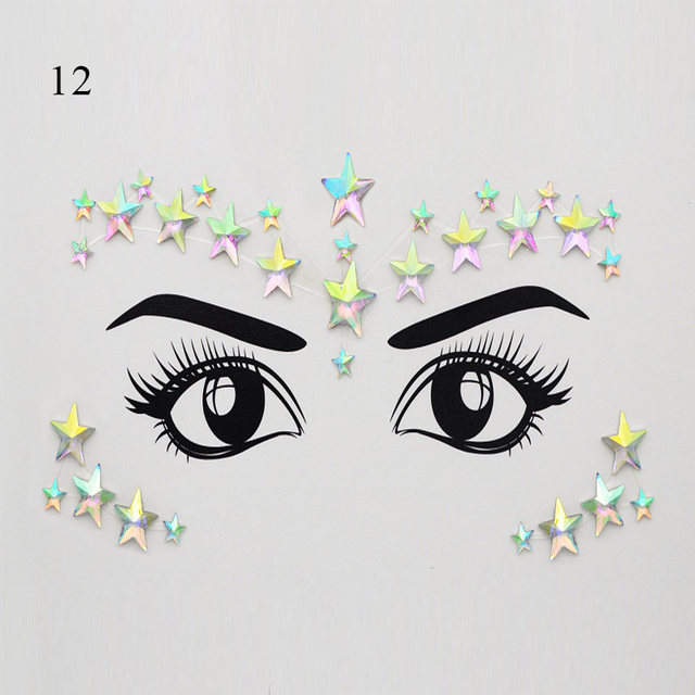 3D Sexy Face Tattoo Stickers Face Decoration Temporary Tattoo Glitter Fake Tattoo Rhinestones for Woman Party Face Jewelry Tattoo