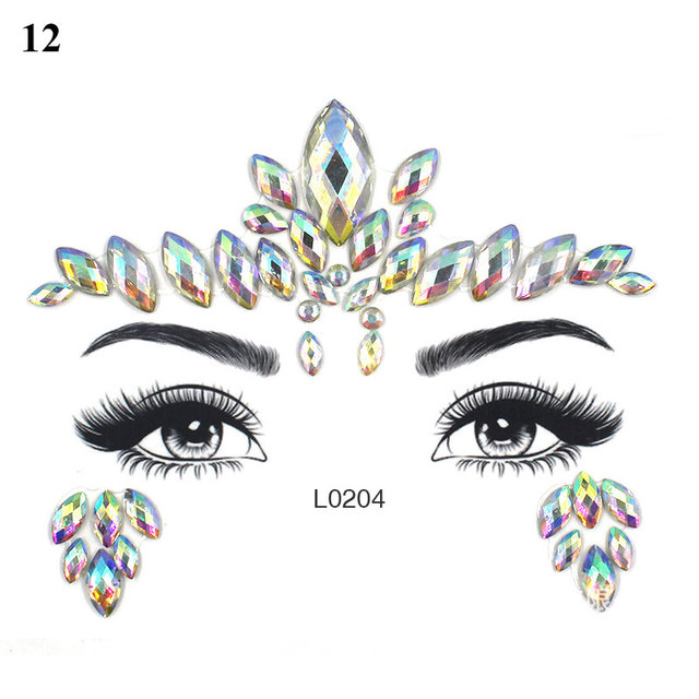 3D Sexy Face Tattoo Sticker Temporary Tattoo Flash Fake Tattoo Rhinestone Lady Party Face Sticker Face Jewelry Decoration