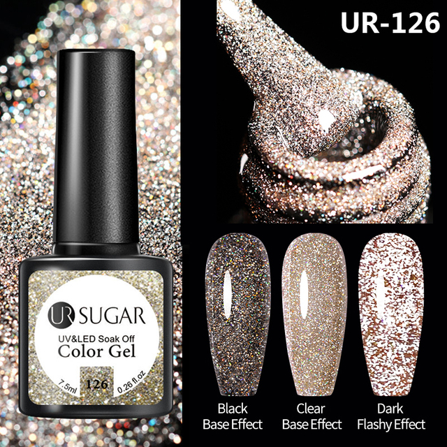 UR SUGAR 7.5ml Disco Reflective Cat Magnetic Gel Nail Polish Auroras Iridescent Glitter Sequins Soak Off Nails Art UV Varnish