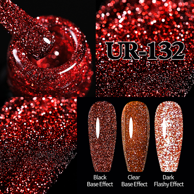 UR SUGAR Glitter Reflective Gel Nail Polish Shiny Rose Red Twilight UV LED Gel Varnish Soak Off Nail Gel Nails for Manicure