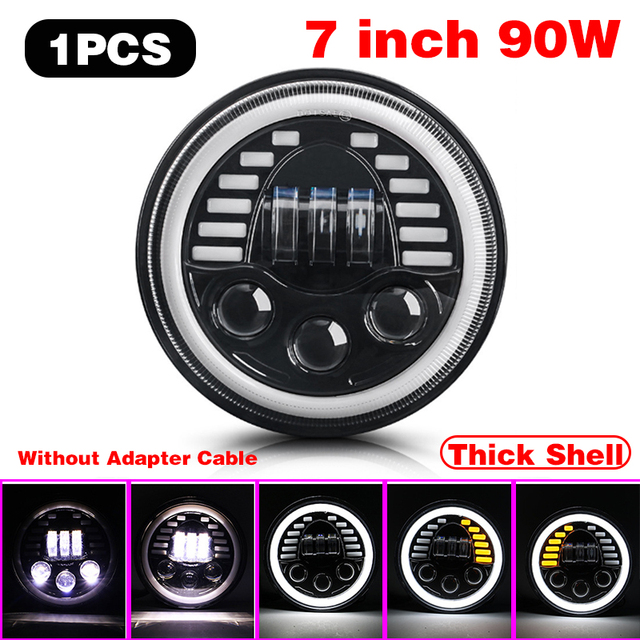 1pcs Running Light 45W/60W/75W/80W/90W Car Led 7 Inch Car Accessories Angel Eyes H4 Headlight For Lada Niva 4X4 Uaz Hunter Hummer