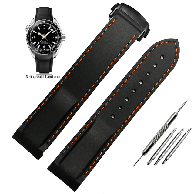 20mm 22mm Curved End Rubber Silicone Watch Bands For Omega Seamaster 300 Speedmaster Strap Brand Watchband Blue Black Orange