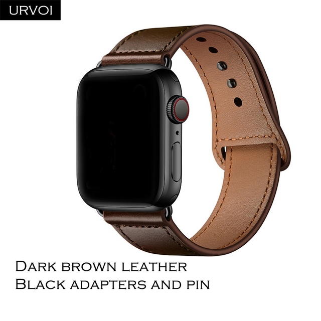 URVOI Band for Apple Watch Series 7 6 5 4 3 SE Sport Band Genuine Swift Leather Strap for iWatch Wrist Pin and Tuck Closure Handmade