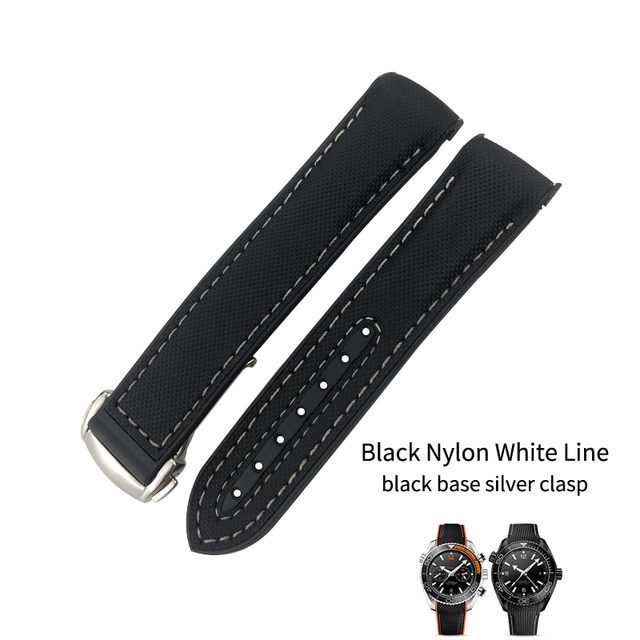 20mm 21mm 22mm Nylon Rubber Leather Watch Band Fit For Omega 300 Planet Ocean 600 Black Canvas Orange Silicone Strap