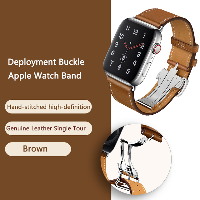 High Quality Genuine Leather Single Turn Buckle Strap for iwatch Apple Watch7 6 Se 5 4 3 2 1