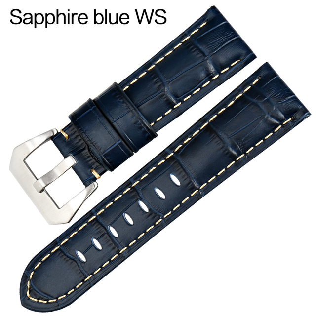 MAIKES Quality Genuine Leather Watch Strap 22mm 24mm 26mm Fashion Blue Watch Accessories Watchband for Panerai Watch Band