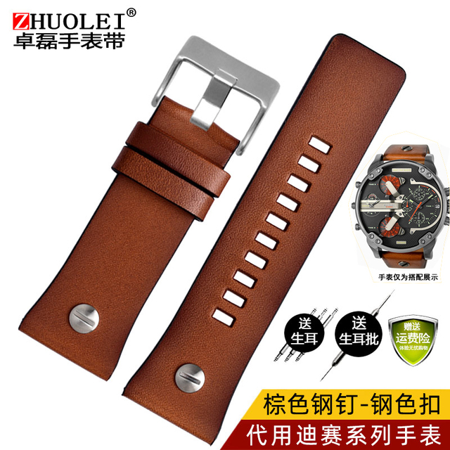 Genuine Leather Watchband for Diesel Watch Strap DZ4476/4482 DZ7408 7406 4318 Strap 22 24 26 28mm Big Size Men Wrist Watch Band