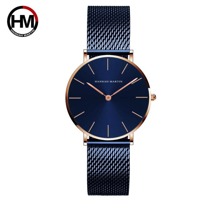 Japan Quartz Movement High Quality 36mm Hana Martin Women Stainless Steel Mesh Rose Gold Waterproof Ladies Watch Dropshipping