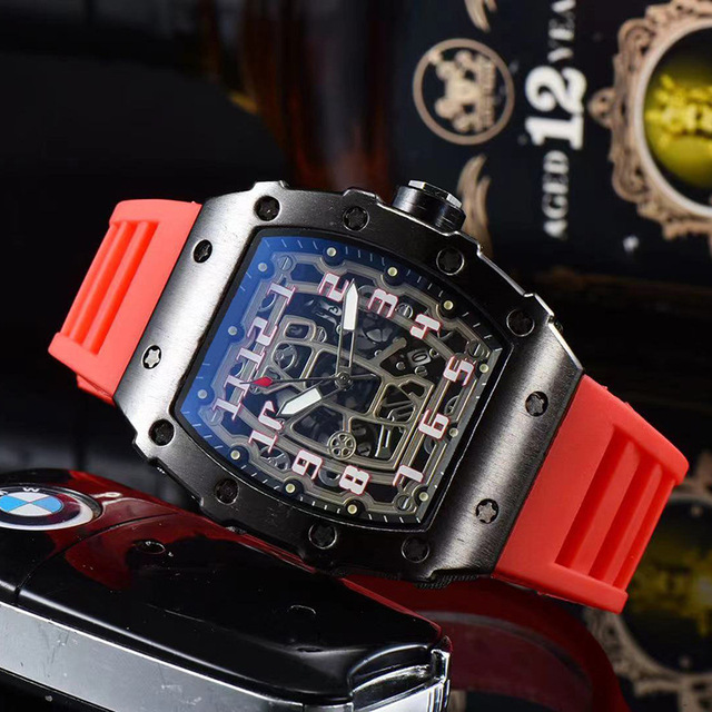 New Luxury 3-pin Transparent Bezel Quartz Watch Men Automatic Watch Men Designer Wristwatches Waterproof Reloj Hombre