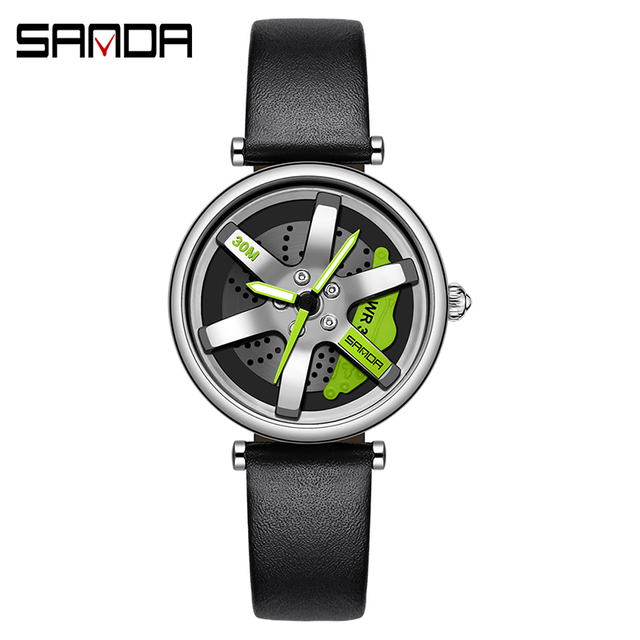 SANDA New Fashion Rotate Wheel Pattern Women's Watch Stainless Steel Waterproof Quartz Watch for Women Luxury Relogio Feminino