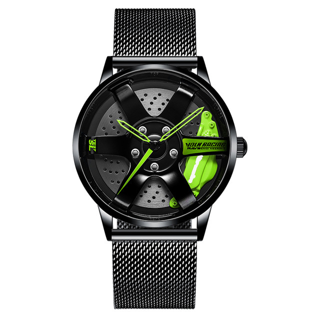 3D Spinning Unique Model Rim Watch Hub Custom Design Sports Car Frame Watch Waterproof Creative Men's Watch Wheel Wristwatch Clock