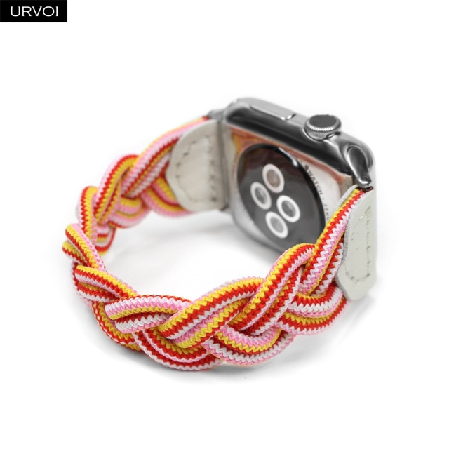 URVOI Braided Band for Apple Watch Series 7 6 SE 5 4 3 2 Woven Nylon Strap for iWatch Solo Stretchable Loop Replacement 41 45mm