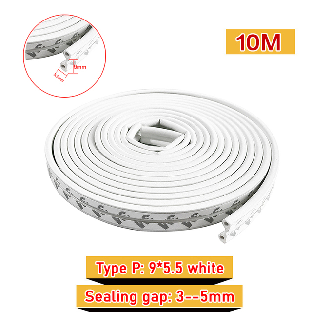 10M DIEP Door Type Weather Strip Self Adhesive Rubber Tape Foam Tape Window Dustproof Soundproof Insulation Tape