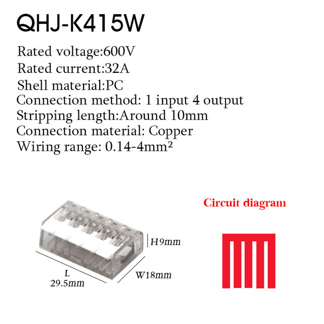 Wire Connector Small Quick Universal Compact Connector Spring Wire Cable Electrical Connectors Push In Terminal Block 412-415