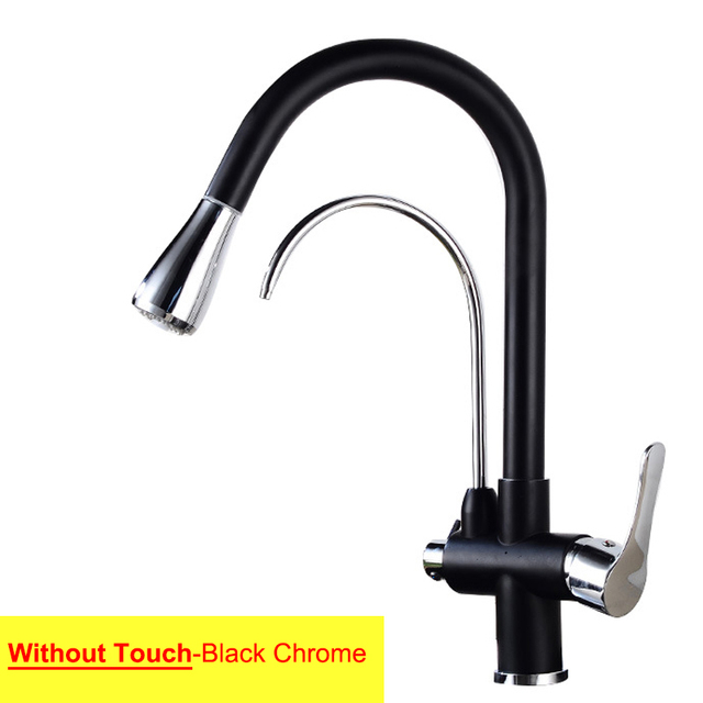 Hot Cold Touch Pull Out Kitchen Faucet Newly Brass Gray Pull Down Kitchen Mixer Tap Dual Handle Sensor Touch Filter Kitchen Faucet