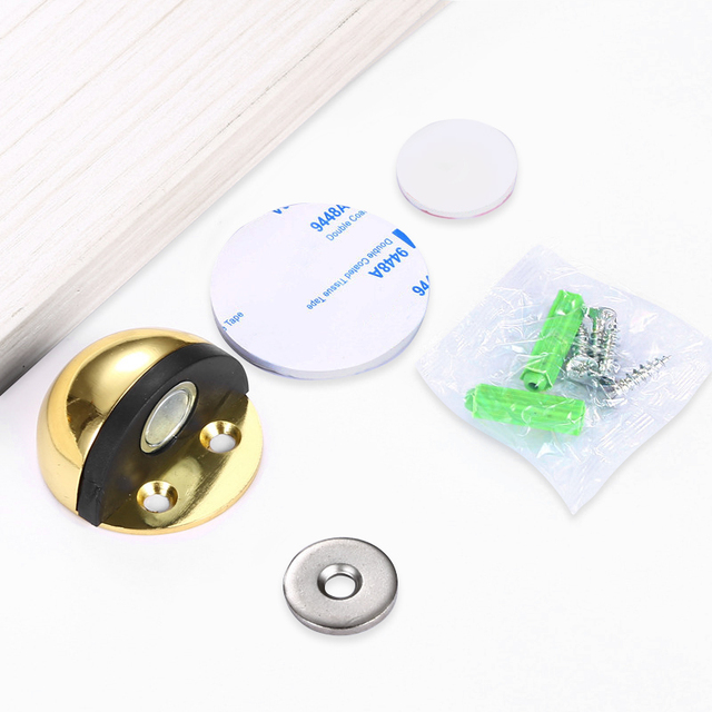 NAIERDI Stainless Steel Rubber Magnetic Door Stopper Non Punching Sticker Hidden Door Holders Floor Mounted Nail-Free Door Stops