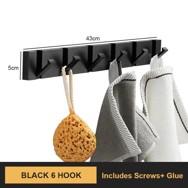 Black Golden Robe Hooks Folding Towel Hanger Aluminum Multifunctional Hook Wall Hooks Coat Clothes Holder for Kitchen Bathroom