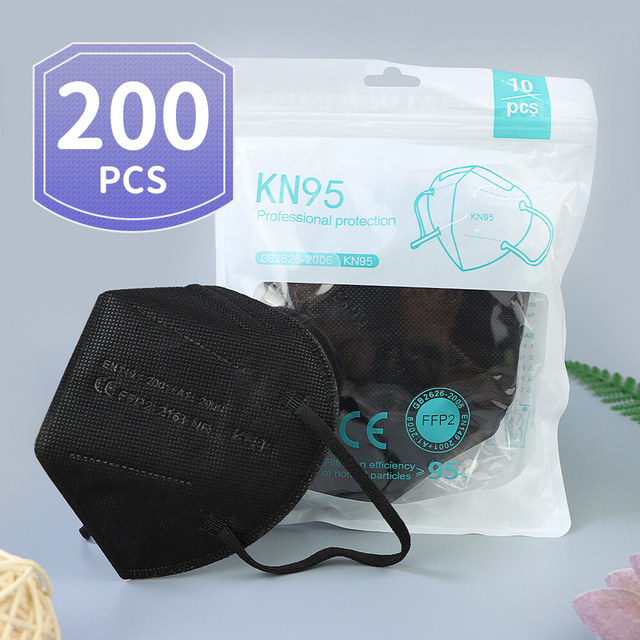 20-200pcs 5 Layers FFP2 Adult Mask Black KN95 Fabric Mascarillas Approved Mouth Face FPP2 Mask KN95 Respirator Filter ffp2fan