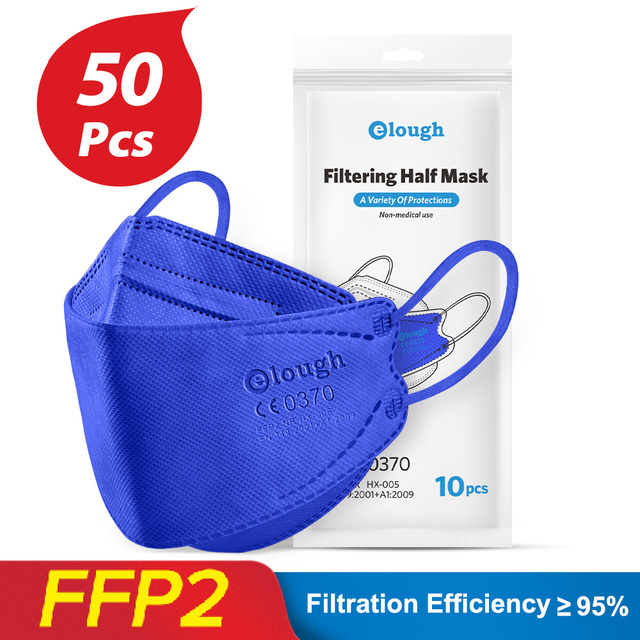 Elough FFP2 CE 0370 Mascarillas FPP2 Homologadas Europa KN95 Mask Fish Shape Mascarilla FP2 FFP 2 Masken Adult FFP2mask 4 Layers