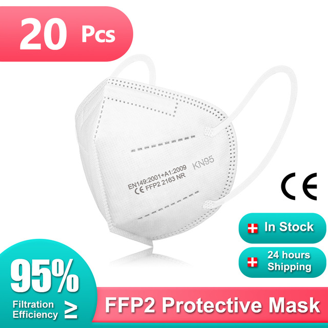 10-200pcs KN95 Maske KN95 Mascarilla FPP2 homology ada White Face Mask Black Filter KN95FFP2 Protective Mask Mouth Masks ffp2fan