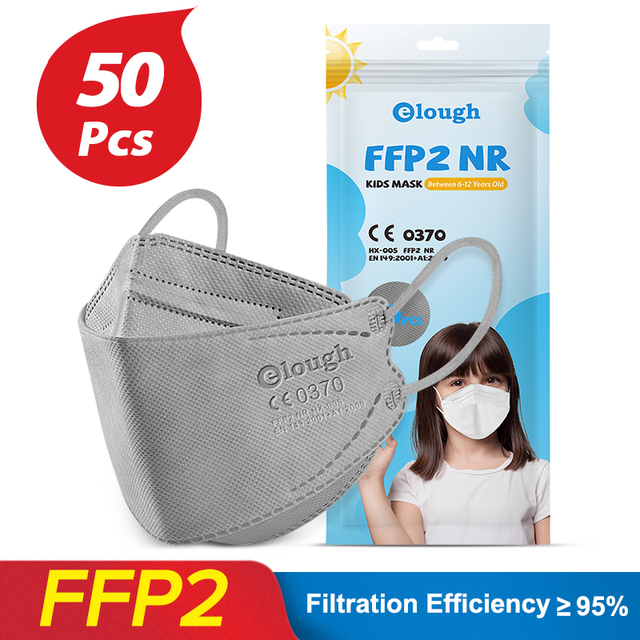 Elough KN95 Mascarillas Niños FFP 2 الأسماك الأطفال FPP2 أقنعة Resuable Mascarilla FFP2 Infantil Homologada 4 طبقات FFP2Mask الاطفال