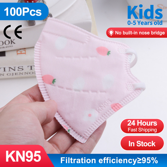 10-100pcs 5 Layers KN95 Face Mask FFP2 Mascarillas for 0-5 Years Children Masque Filter ffp2fan Dustproof mascarilla fpp2 homology ada