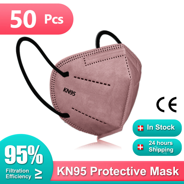 10-200pcs Mascarillas KN95 Certified 5 Layers Black KN95 Masks Colorful ffp2mascarilla Adult FP2 FPP2 Approved Mask FFP2