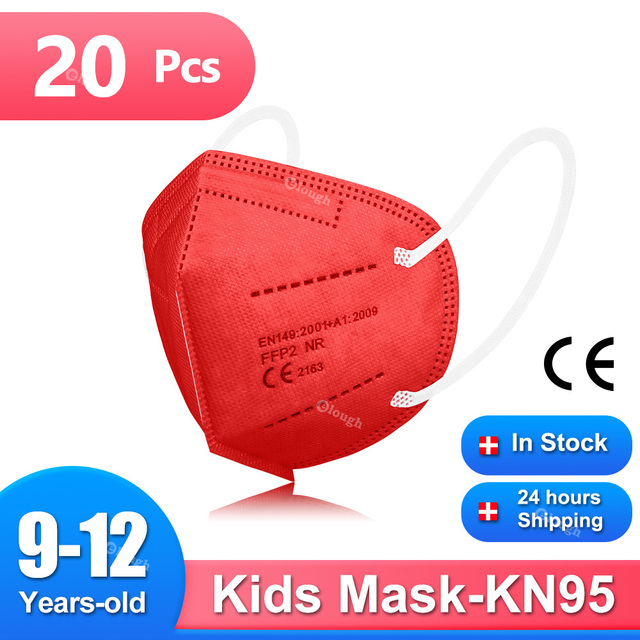 Children FFP2 Masks KN95 Mascarillas FPP2 Ninos ffp2neckids Masque Enfant 5 Layers Protective Face Mask Fit 9-12 Years