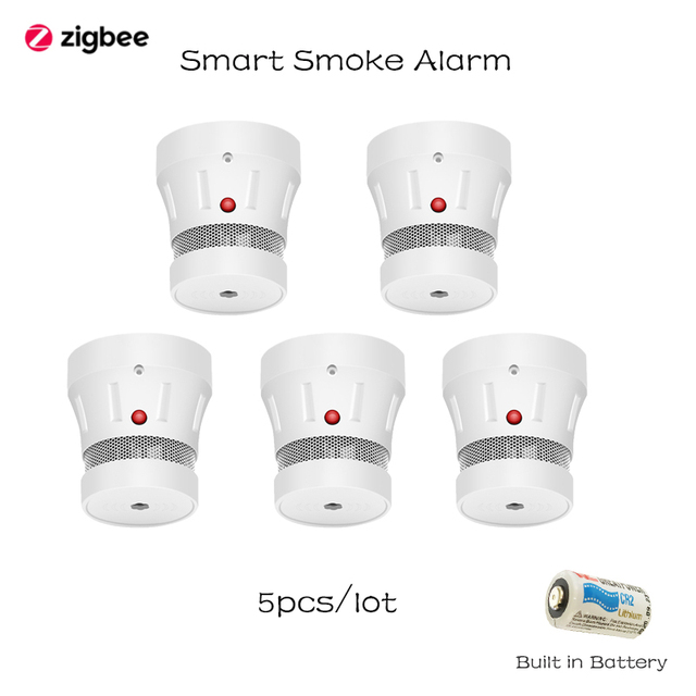 Zigbee smart smoke alarm safety protection wifi tuya sensitive control fire detector battery powered with sound and light alert