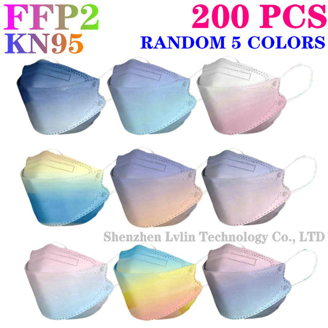 Wholesale KN95 FFP2 CE 100-200pcs 80 Unique Print Fish Mask Mascarillas Protective Breathing Adult Woman Colorful Masques