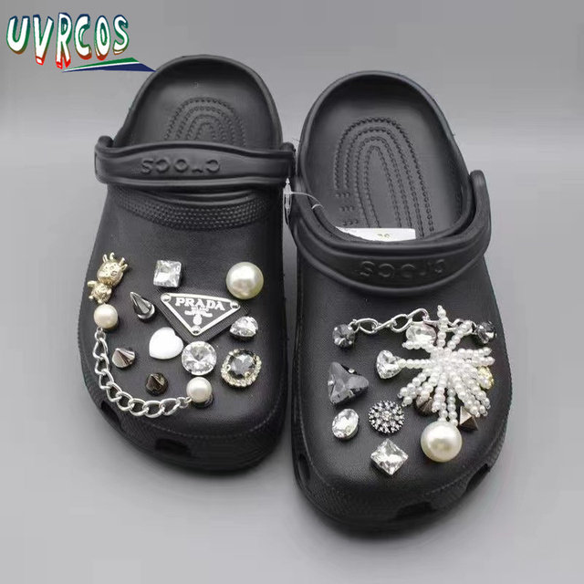 1 مجموعة اليدوية croبها بنفسك Crocs Charms بلينغ JIBZ إبزيم حجر الراين اكسسوارات سلسلة معدنية تسد حديقة حذاء الديكور الفتيات 지지