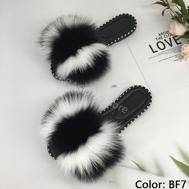 women flip flops summer fluffy slippers luxury real fur slides for women fluffy sliders jelly shoes woman flat sandals with fur