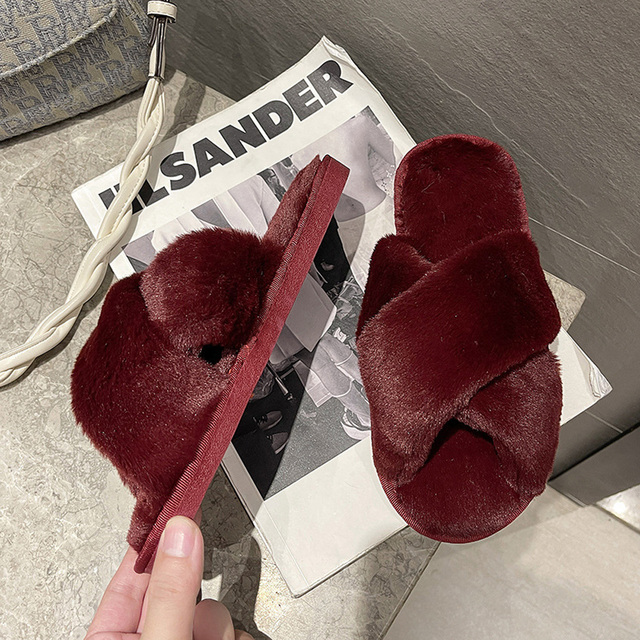 Women Shoes Soft Short Plush Different Styles Comfortable Women Slippers Open Toe Indoor Women's Shoes Furry Luxury Home Slippers