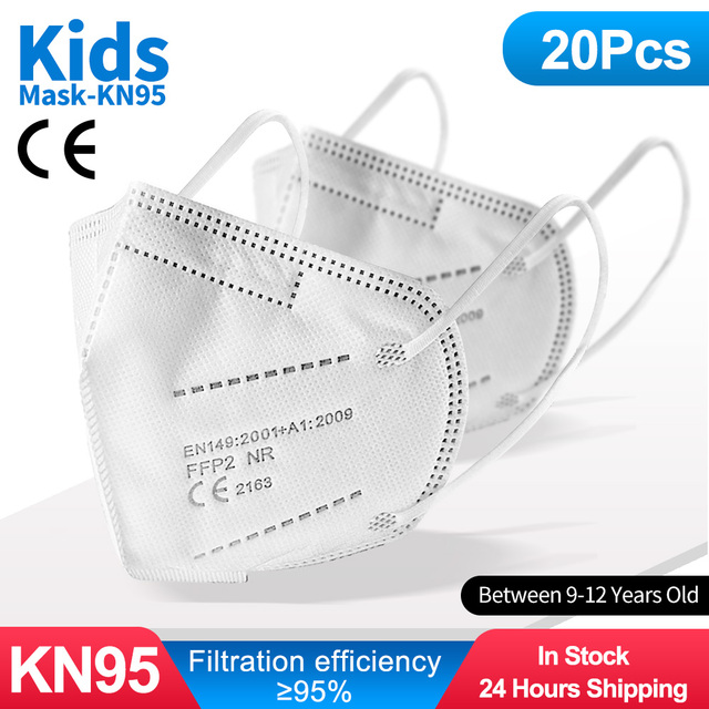 10-100pcs Kids KN95 Mask FFP2 Reusable Mask for Kids Children KN95 Mascarillas Masque Maske FFP2 Mask Respirator Filter