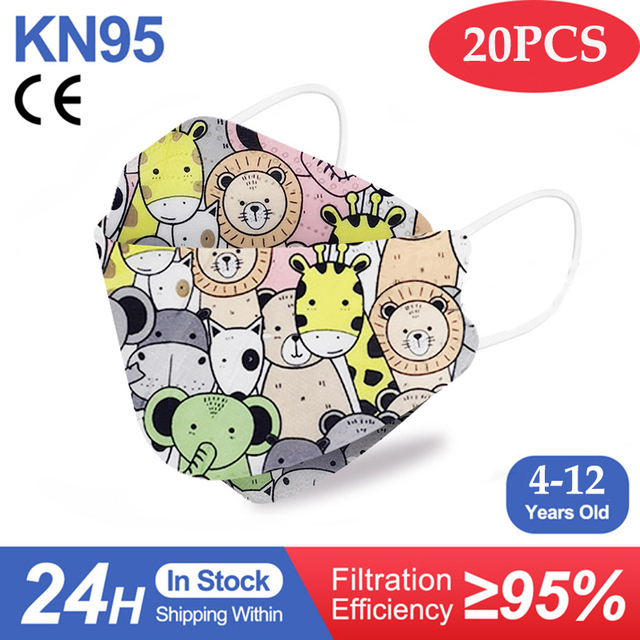 Kn95 Masks Kids fpp2 Approved Mask for Baby Fish Printed Cartoon Mouth Mask KN95 Mascarilla Infantil kf94fan ffp2fan Ninos