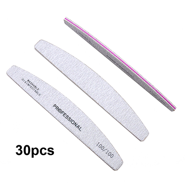 20/25/30/50/75pcs Gray Manicure Acrylic Professional Nail Files 80 100 180 Grit Double Sided Nails Art Tools (7.01 * 1.1in)