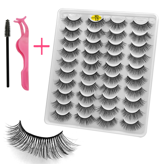 LE 20 Pairs Mink Eyelashes Fashion Handmade Cruelty-Free Soft Wispies 3D Fake Long Eye Lashes Extension False Eyelashes