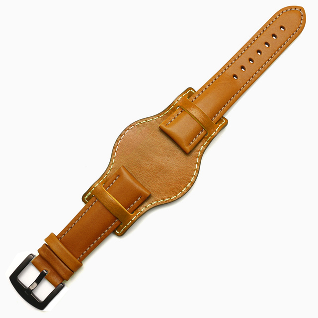 Genuine Leather Bracelet 18mm 20mm 21mm 22mm Watch Strap Man Watchband With Mat Wrist Band Handmade Leather Bracelet