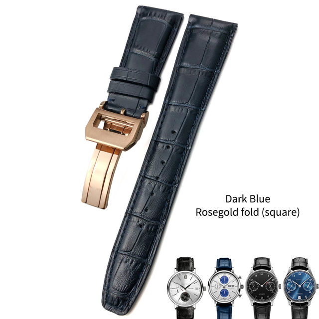 Cowhide watch strap 20mm 21mm 22mm,replacement for Portuguese IWC,Porotfino,Family piloto,folding buckle