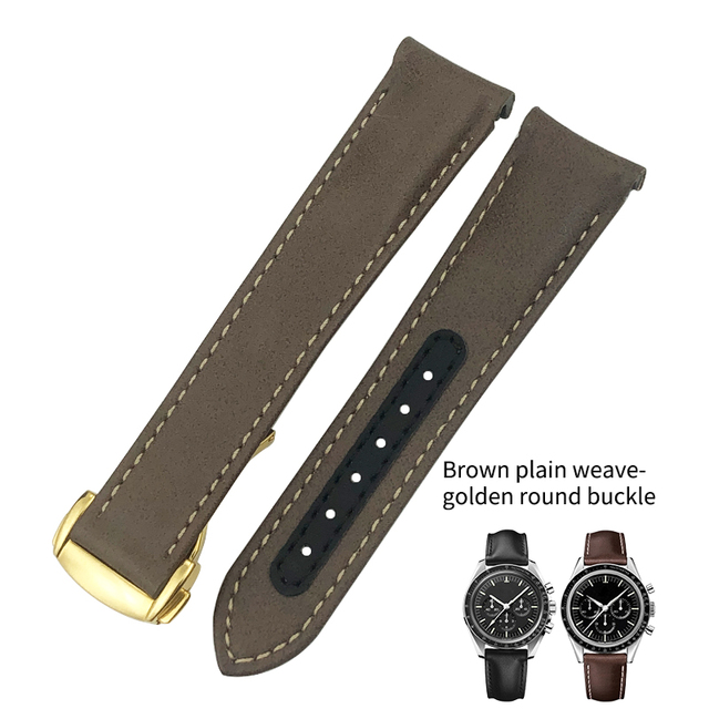 Curved End Real Cow Leather Watchband 20mm 19mm 21mm Fit For Omega Aqua Terra AT150 Seamaster Diver 300M Soft Watch Strap